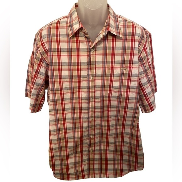ECKO UNLTD. Red & Beige Plaid Skate Skater Collared Shirt Men 2XL XXL - Picture 1 of 6